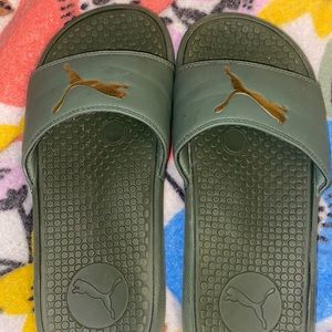 Puma Green slides 10 bucks